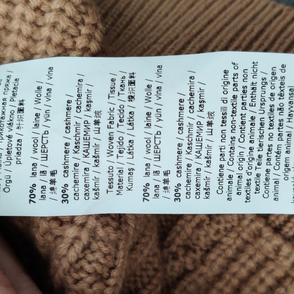 Max Mara Rumena Double Breasted Cashmere Cable Knit Coat Camel Large - Picture 12 of 12